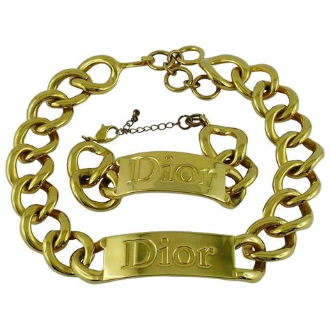 dior chunky necklace|Dior gold finish necklace.